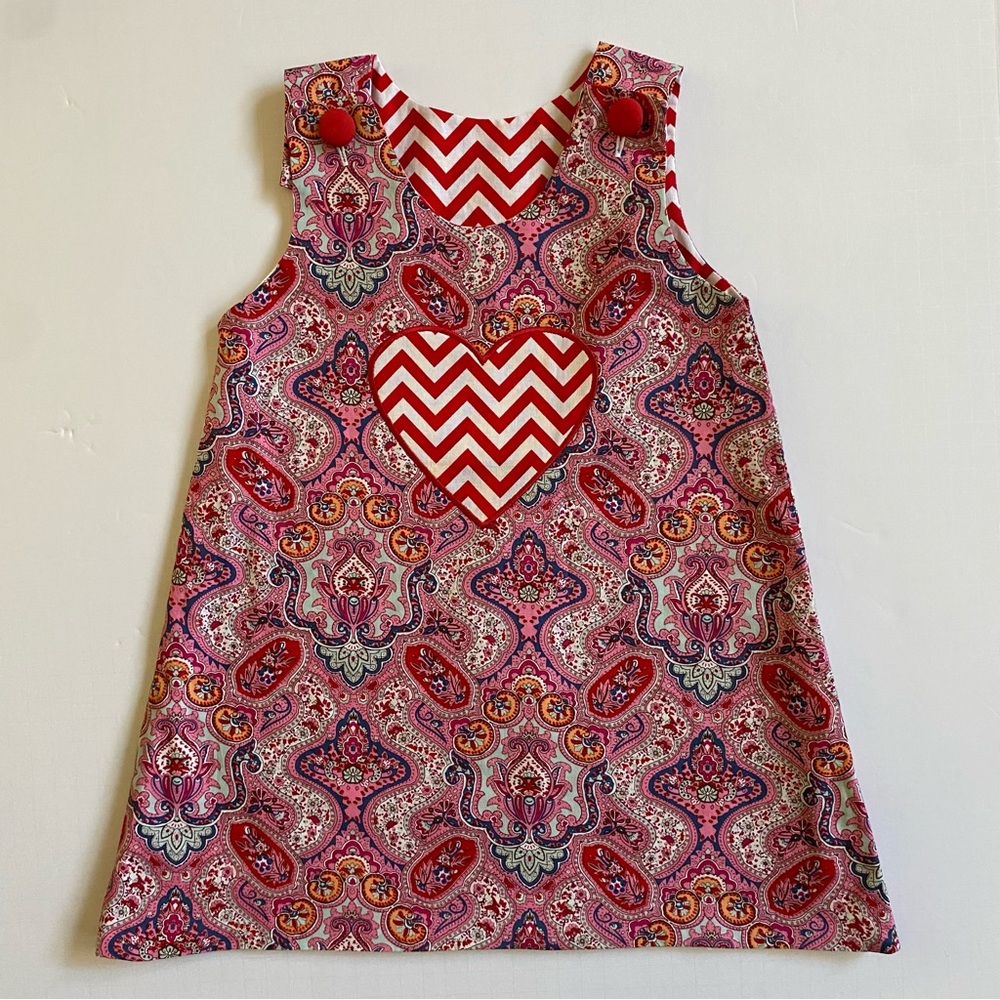 Jumper Dress Size 2T NWT Reversible Paisley Heart Red Zig Zag Valentines Day New